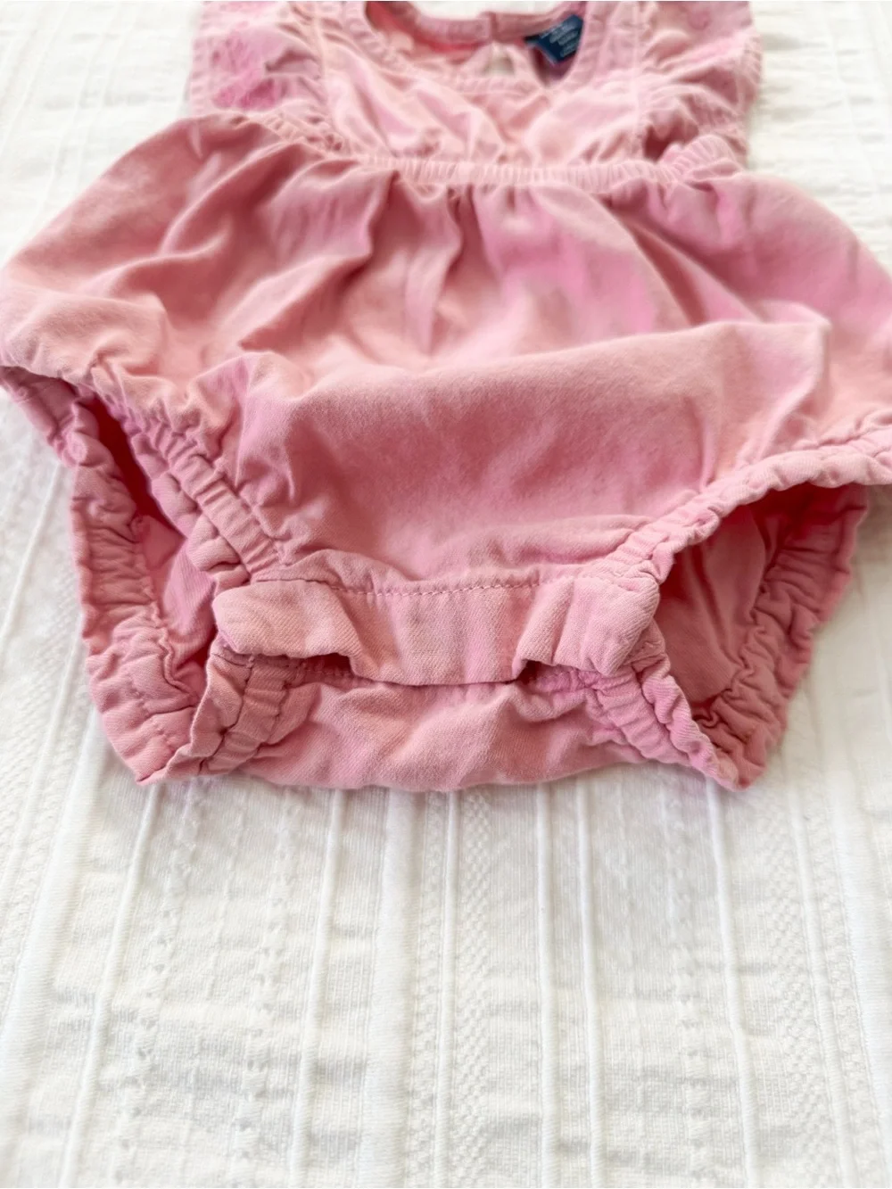 Gap Baby Girl Denim Bubble Shorty Romper One-Piece Classic Pink 0–3M